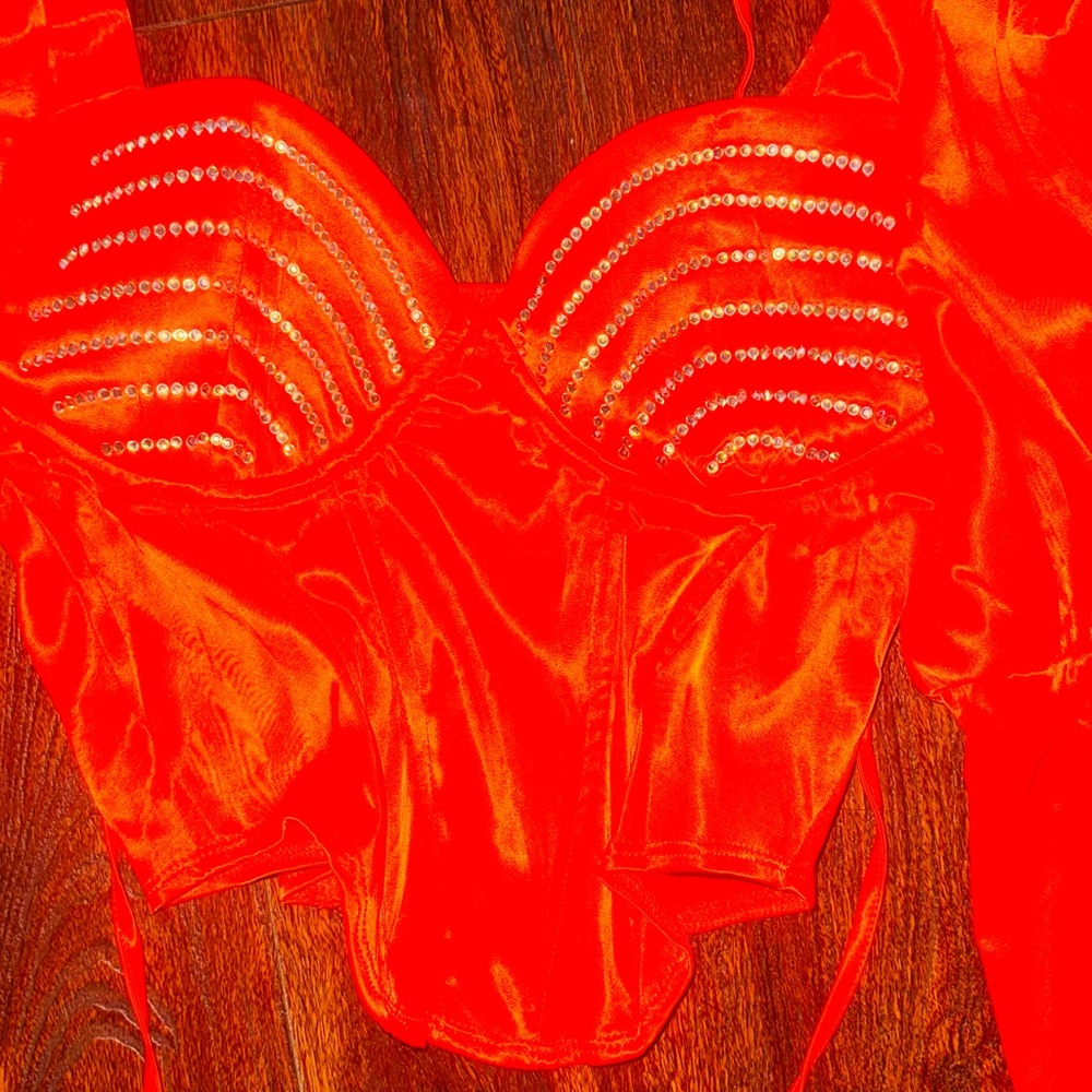 Red Sequin Bustier Top